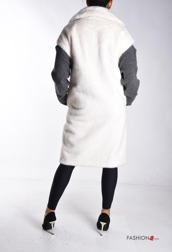 sleeveless Ecological Fur Coat with buttons without lining with pockets - ph 2