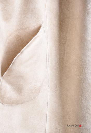 sleeveless Ecological Fur Coat with buttons without lining with pockets - ph 5