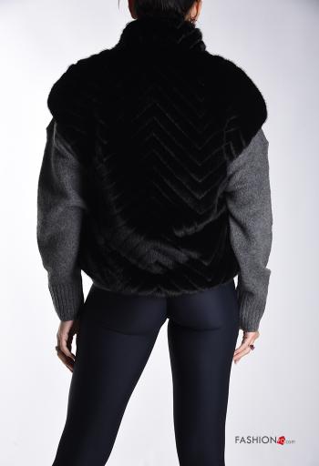 Ecological Fur Gilet with pockets with lining with zip - ph 2
