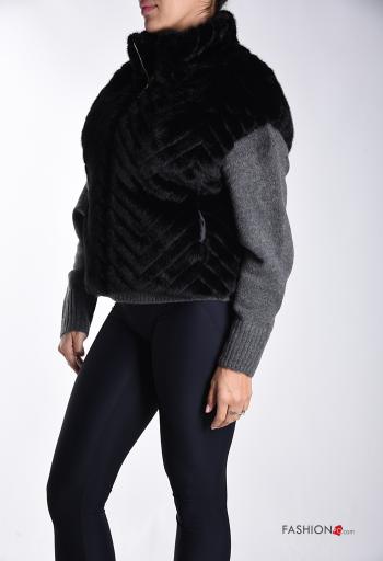 Ecological Fur Gilet with pockets with lining with zip - ph 3