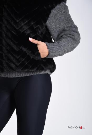 Ecological Fur Gilet with pockets with lining with zip - ph 4