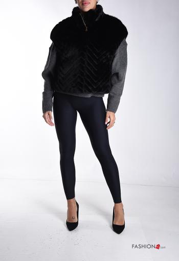 Ecological Fur Gilet with pockets with lining with zip - ph 5
