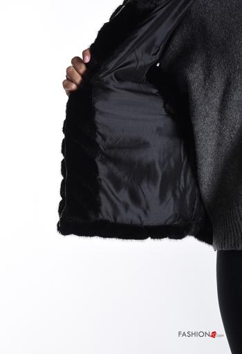 Ecological Fur Gilet with pockets with lining with zip - ph 6