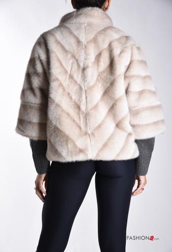 Ecological Fur Jacket with lining 3/4 sleeve with zip - ph 2