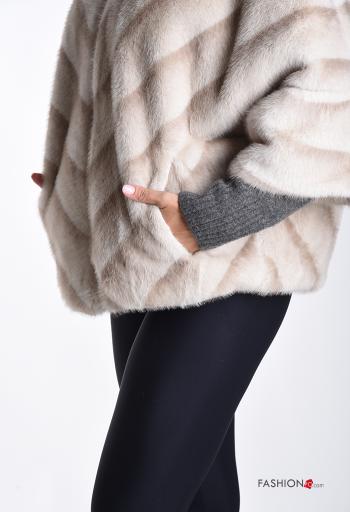 Ecological Fur Jacket with lining 3/4 sleeve with zip - ph 4