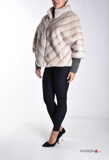 Ecological Fur Jacket with lining 3/4 sleeve with zip - ph 5