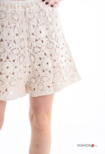 Bermudas de Algodón crochet Patrón bordado con forro con elástico - ph 4