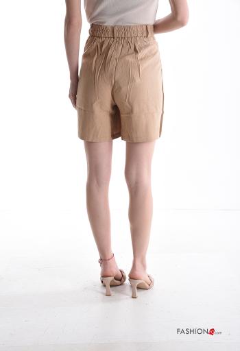 Pantaloncino Short in Lino con elastico con zip con bottoni con tasche - ph 2