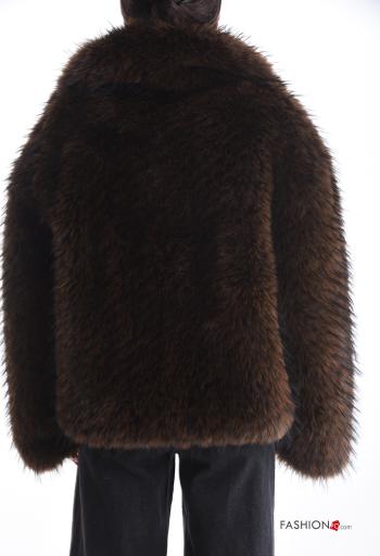 Giacca pelliccia sintetica con bottoni con fodera - ph 2