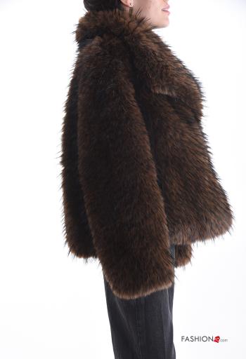 Giacca pelliccia sintetica con bottoni con fodera - ph 3