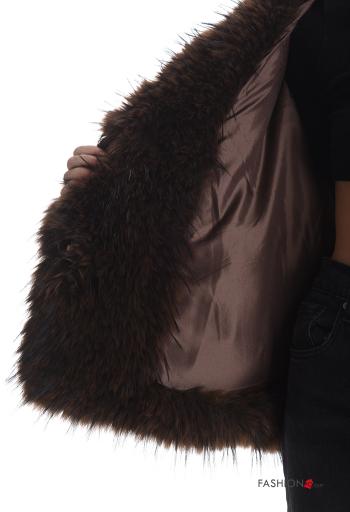 Giacca pelliccia sintetica con bottoni con fodera - ph 5