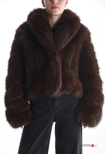 Giacca pelliccia sintetica con bottoni con fodera