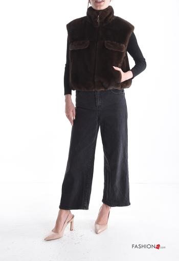 Smanicato pelliccia sintetica con fodera con tasche con zip - ph 5