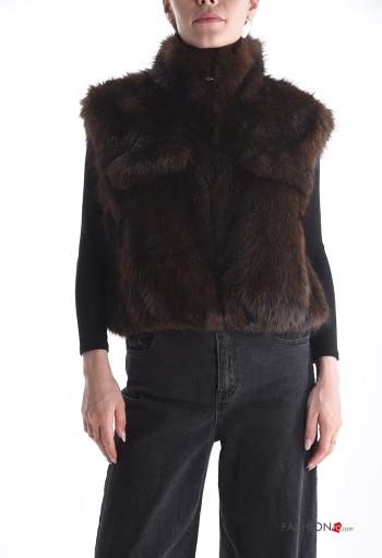 Chaleco piel sintética con cremallera con forro