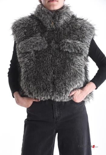 Smanicato pelliccia sintetica con fodera a collo alto con zip - ph 1