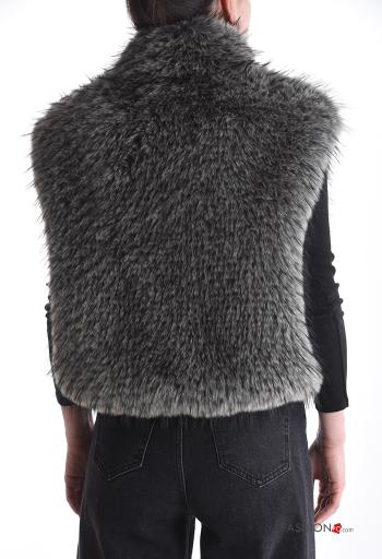 Smanicato pelliccia sintetica con fodera a collo alto con zip - ph 2