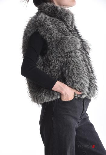 Smanicato pelliccia sintetica con fodera a collo alto con zip - ph 3