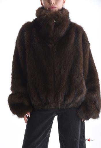 faux fur Jacket Rollneck with lining with zip - ph 1