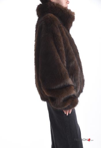 faux fur Jacket Rollneck with lining with zip - ph 3