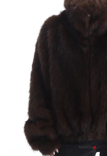 faux fur Jacket Rollneck with lining with zip - ph 4