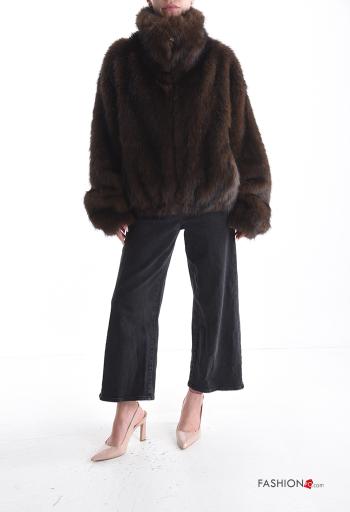 faux fur Jacket Rollneck with lining with zip - ph 5