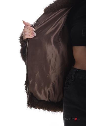faux fur Jacket Rollneck with lining with zip - ph 6