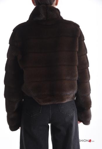 Giacca pelliccia sintetica senza fodera a collo alto con tasche con zip - ph 2