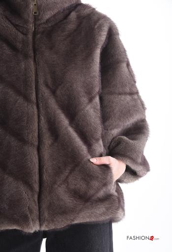 Manteau avec poches à col roulé avec doublure avec fermeture éclair - ph 4