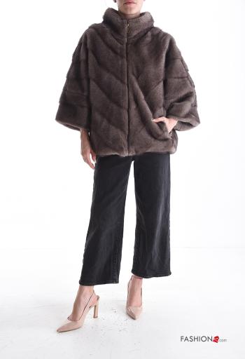 Manteau avec poches à col roulé avec doublure avec fermeture éclair - ph 5