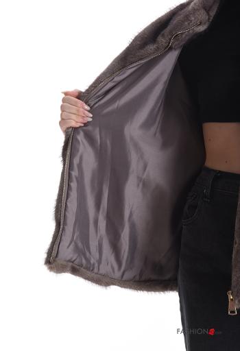 Manteau avec poches à col roulé avec doublure avec fermeture éclair - ph 6