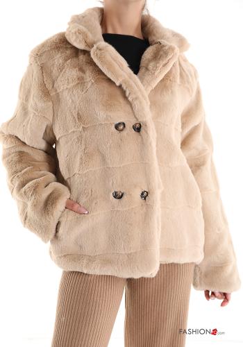 faux fur Jacket with buttons with pockets - ph 1