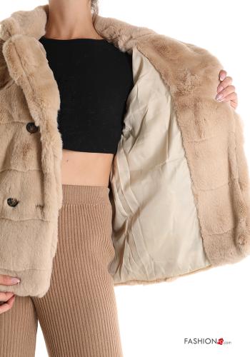 faux fur Jacket with buttons with pockets - ph 6