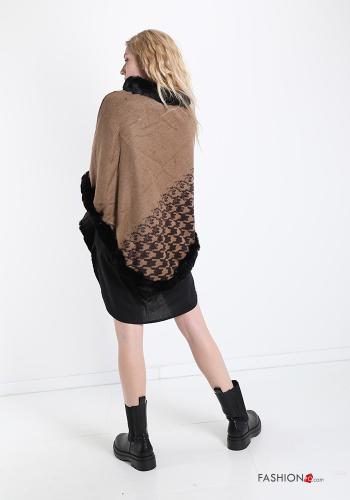 Hahnentritt Muster Kunstfell Poncho - ph 2