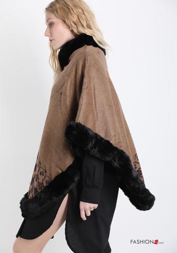 Hahnentritt Muster Kunstfell Poncho - ph 3