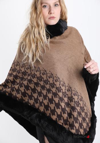 Hahnentritt Muster Kunstfell Poncho - ph 4