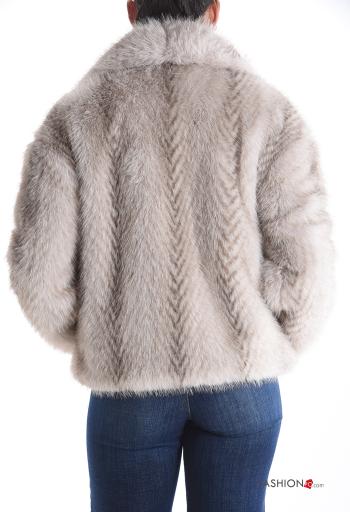 Veste fourrure synthétique manches longues avec poches avec doublure à boutons - ph 2