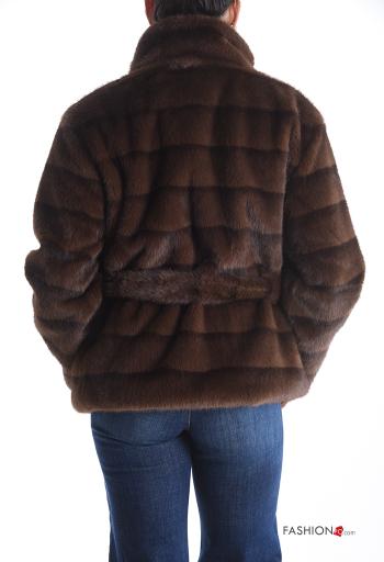 Chaqueta manga larga con cinturón de cuello alto con bolsillos con brillantes con botones con forro - ph 2