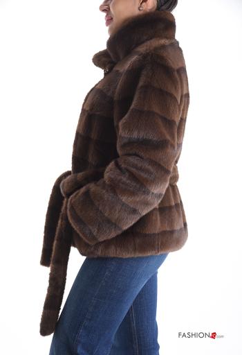 Chaqueta manga larga con cinturón de cuello alto con bolsillos con brillantes con botones con forro - ph 3