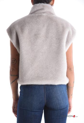 Colete com forro com fecho com bolsos com gola subida - ph 2