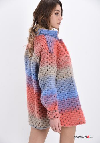 Veste en Mélange de Laine  avec des boutons avec poches Imprimé coloré - ph 2