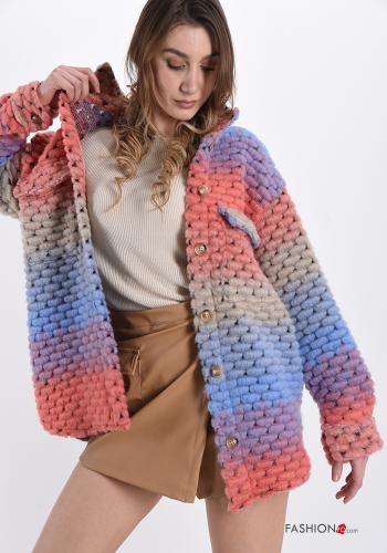 Veste en Mélange de Laine  avec des boutons avec poches Imprimé coloré - ph 3
