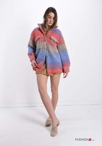 Veste en Mélange de Laine  avec des boutons avec poches Imprimé coloré - ph 5