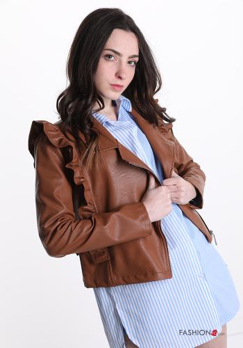 Cazadora estilo biker con volantes con cremallera - ph 1