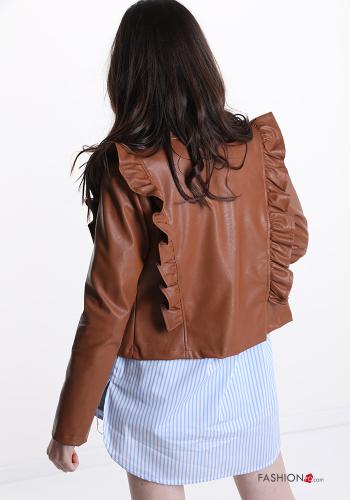 Cazadora estilo biker con volantes con cremallera - ph 2