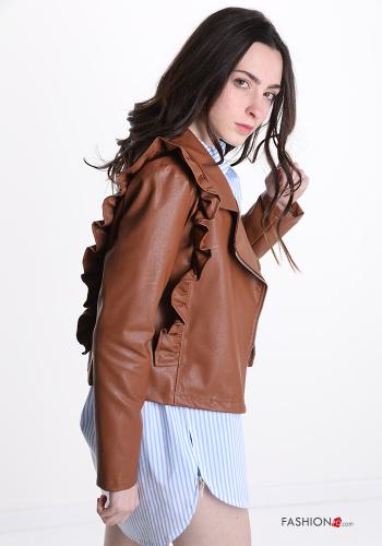 Cazadora estilo biker con volantes con cremallera - ph 3