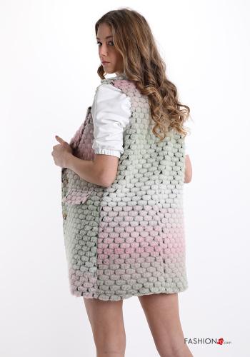 Smanicato in Misto Lana  con bottoni con tasche Fantasia colorata - ph 2