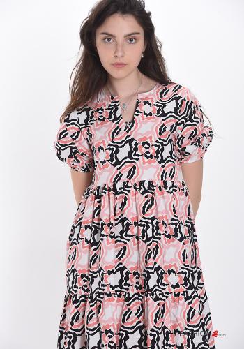 Robe en Coton  encolure en V Imprimé abstrait - ph 4