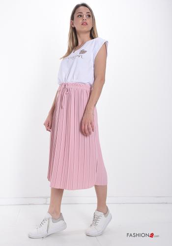 T-shirt in Cotone  scollo a V Fantasia scritta - ph 5