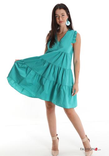 Scamiciato in Cotone  con balze scollo a V - ph 1