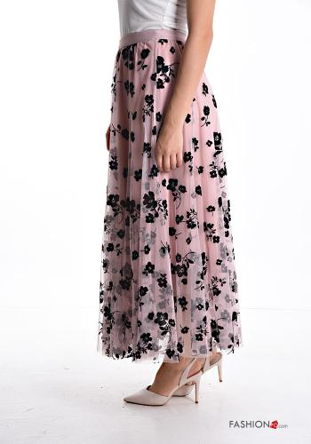 Falda De tul Longuette Estampado Floral con elástico - ph 3